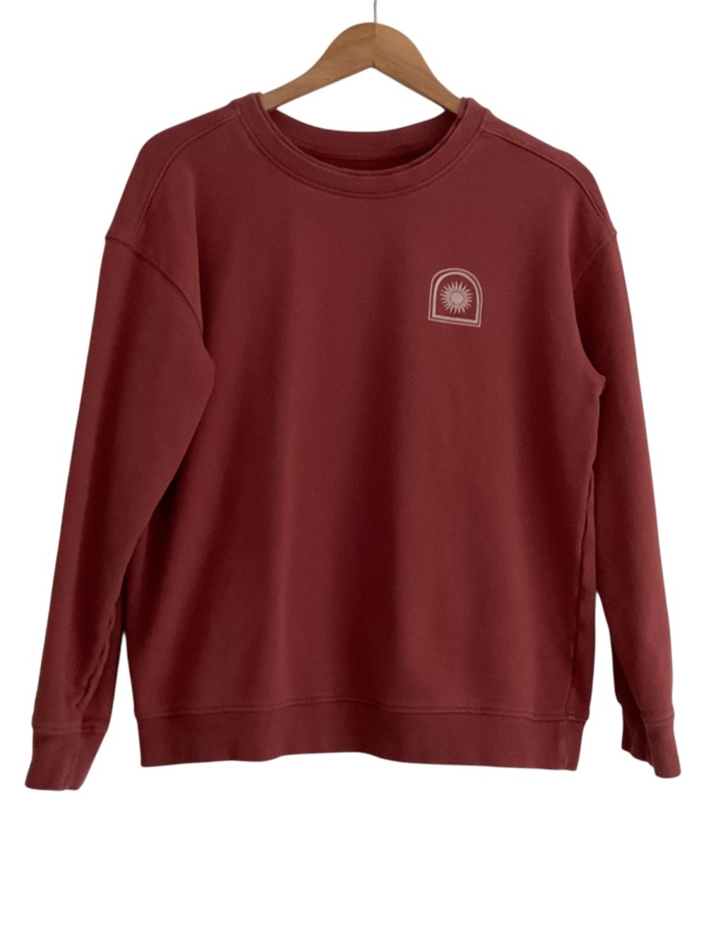 Goodfellow & Co Men's Sweatshirt Sz S Terracotta Sun Graphic Gorpcore Cabincore